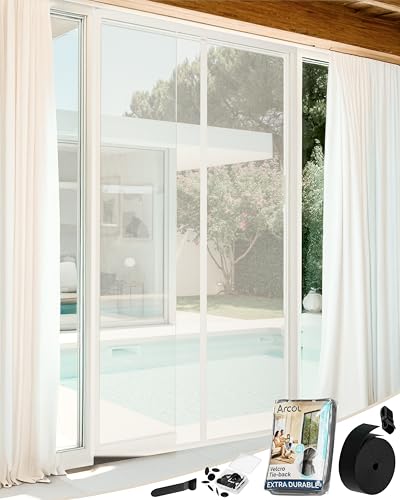 ARCOL Moustiquaire Porte Magnétique 100x210 cm en Fibre de Verre – Stop Moustiques en 3 min, Maille Ultra-Fine, Fermeture Auto Aimants & Lest, Bande...