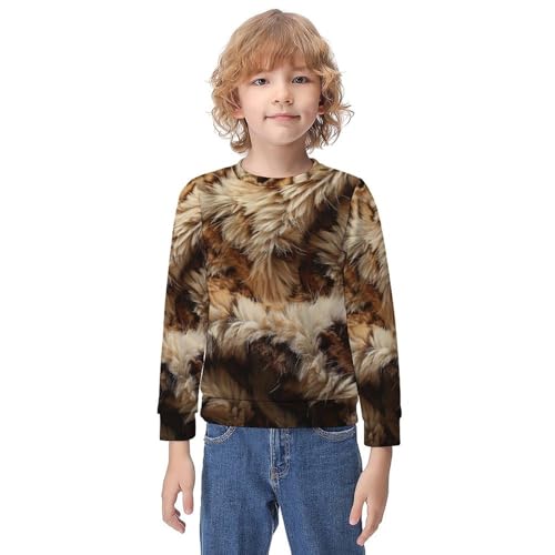 Furry Leopard SkinChildren's Casual Pullover Sweatshirt Loose Fit8-10Y