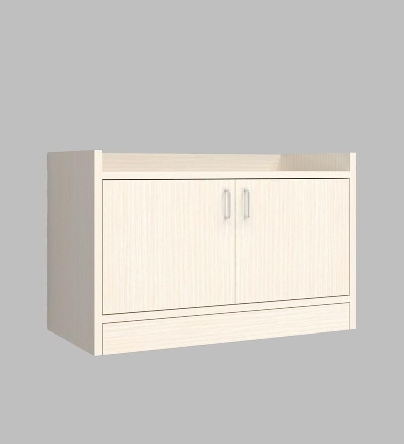 Image of SPECIALITY PANELS 2 Door Shoe Rack with Cushion | 2 Door Shoe Cabinet with Storage Bench | Shoe Organizer for Entryway Home Living Room | 75 x 49 x 37.5 cm Storage | DIY Assembly | Ivory Finish