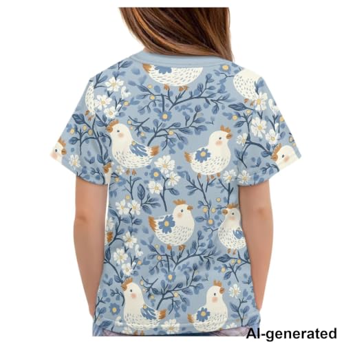 Image of Novelty 3D Graphic T Shirts for Kids Crew Neck Funny Animal Print Short Sleeve Girls Tshirts 3-16 Years