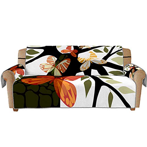 Protectora para sofá, Morbuy Poliéster Funda para Sillón Anti-Deslizante Cubierta Prueba De Polvo Manta de sofá Cálida Silla Cover Proteger el Respaldo del Asiento (Doble Estilo,Mariposa)