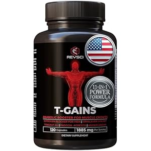 Anabolic Booster & Muscle Builder for Men, Total GAINS Muscle Growth & Estrogen Blocker for Men, Ashwagandha Shilajit for Men, Fadogia Agrestis Tongkat Ali for Men, HGH Supplements for Men, 120 Count