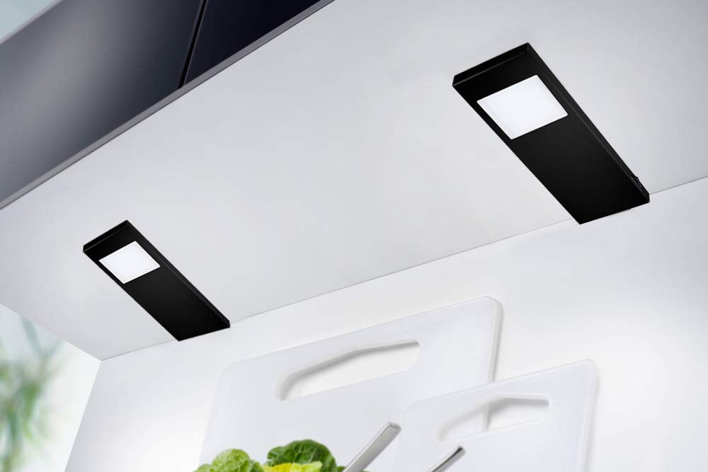 Thebo LED 91 Tadeo 3 in EDELSTAHL - SET 4 inkl. Leuchte mit Hauptschalter/Unterbauleuchten/Oberschrankleuchten