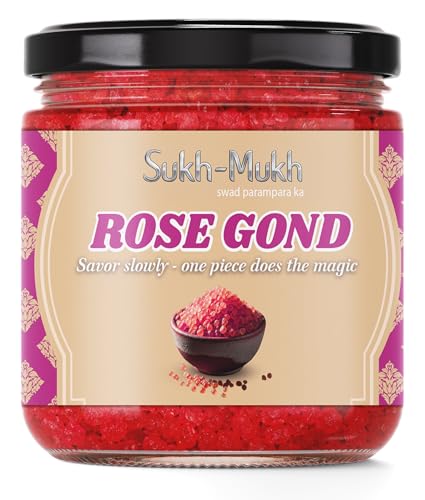 Sukh-Mukh Home Made Rose Gond Mukhwas [Mouth Freshener, Digestive, After-Meal Snack] [Jar Pack], 100g