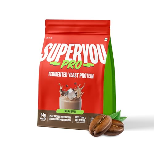 Image of Superyou Pro Fermented Yeast Protein Isolate 1kg | 24g Protein| Cold Coffee | Higher Absorption than Plant Protein | Superior Muscle Recovery | Gut Friendly | Vegan Protein | PDCAAS of 1