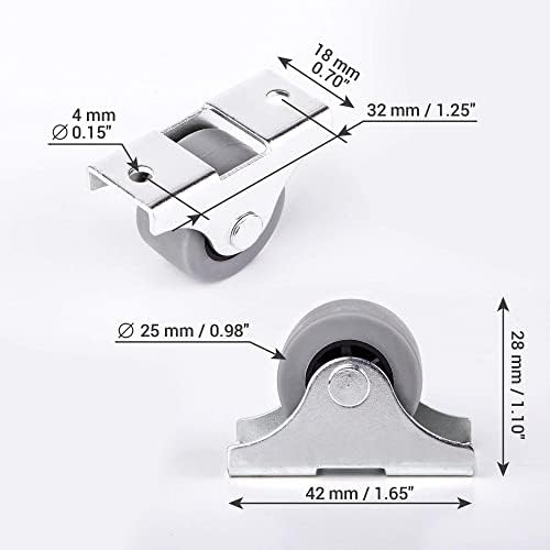 (Pack of 8) 25 mm Small Wheel Castors Rubber Casters Castors for Furniture Non-Swivel Small Wheels Non-Plastic Appliance & Equipment Small Wheel Castors Screws Included Casters Set (8, 25mm / 20kg)
