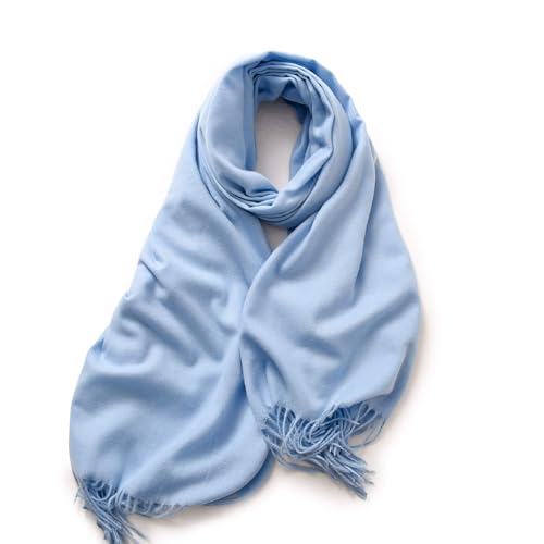 KARMA.DIEM Schal Damen Herren XXL 180x65 cm Cashmere Merino Touch weich leicht groß Stola Halstuch Schultertuch Wrap Pashmina Oversize Unisex - hellblau
