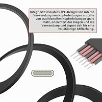 xiwai Kurzes USB 2.0-Datenkabel, 2 cm, tragbar, ultradünn, flach, USB-C Typ C auf USB-C, abgewinkelter Stecker, Leistung 65 W, Schnellladung für Telefon, Tablet, Laptop – Ansicht 8