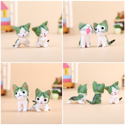 Image of 6PCS Cute Cat Figurines Set, Mini Cartoon Kitty Animal Figures, Collectible Cat Toys, Cake Toppers, Desk Decor, Party Favors, Kids Gifts and Home Decorations