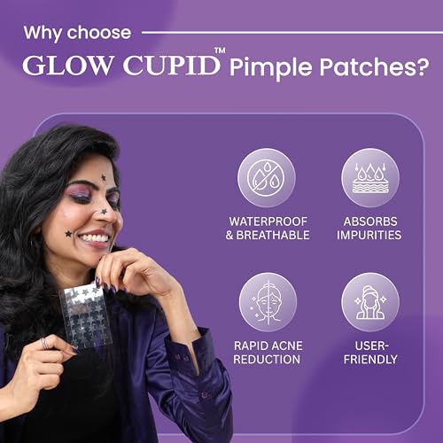 Image of Hydrocolloid Acne Pimple Patch with Tea Tree Oil & Calendula | Fast Healing | Absorbs Pus & Oil |Waterproof & Skin-Friendly Pimple Patches | Black Star Shape - 24 Patches.