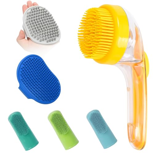 Protoence Spazzola per Shampoo Cani,Spazzola per Pelo Corto,Setole Silicone Morbido per Pulizia e Massaggio | Massaggiatore per Igiene Dentale e Spa per Cuccioli