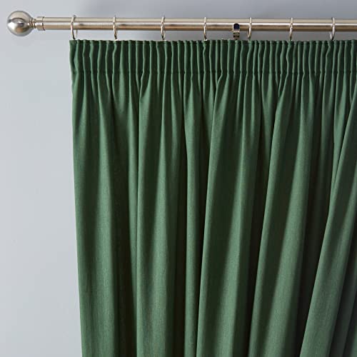 Fusion Dark Green Pencil Pleat Curtains, Blackout Curtains W90 x L72 (229 x 183cm) for Living Room and Bedroom, Thermal Curtains, Emerald Green Curtains, Dijon - Image 3