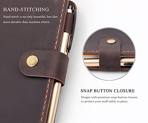 Leather Journal Cover For 3.5"X5.5" Hardcover Notebook, Rustic Handmade Leather Notebook Cover Compatible With Moleskine, Pocket-Sized Hardcover Notebook, Coffee #TOP3