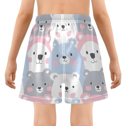 Toddler Boys Swimwear Swim Trunks with Compression Liner 4T Bear White Pink Blue Gray3