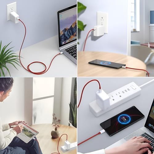 Image of One Plus 65W Type C Supervooc Charger with Red Cable Compatible with One Plus 12R /12 /11R /11 /10 Pro /10 /10t /10R /9rt /9 Pro|Ce 4 /Ce 3 /Ce 2 / Ce 4 Lite /Ce3 lite /Nord 3 /2 /2T /, 65 w Charging Adaptor, White