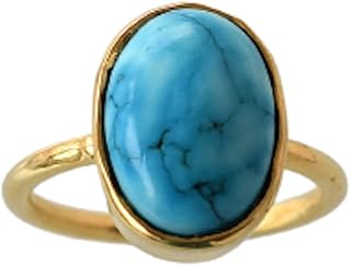 Veracity Jewelry Larimar Rings For Women - March Birthstone Ocean Blue Larimar Gift For Her Bridesmaid Jewelry for Women - Bohemian Fashion Blue Larimar Handmade Jewelry - VR-303