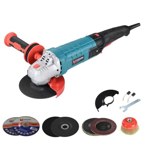 Image of Angle Grinder 4-1 /2 Inch, 10-Amp, High Power Angle Grinder Tool with Cutting & Grinding Wheels, Non-Slip and Shockproof Auxiliary Handle for Cutting, Grinding, Polishing and Rust Removal (Blue)