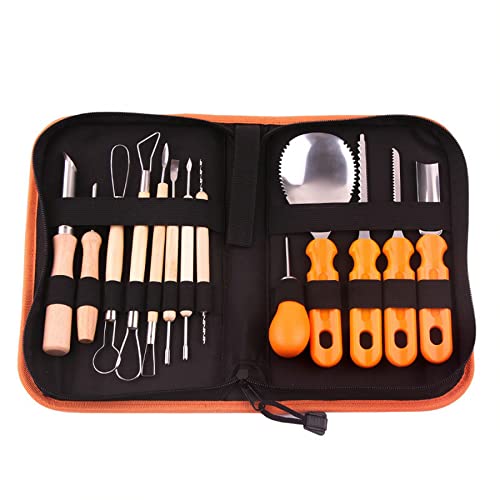 14PCS/Set Halloween Pumpkin Carving Kit Stainless Steel Cutter Kitchen Fruit Vegetable Cutter Pumpkin Lamp Carving Tools
