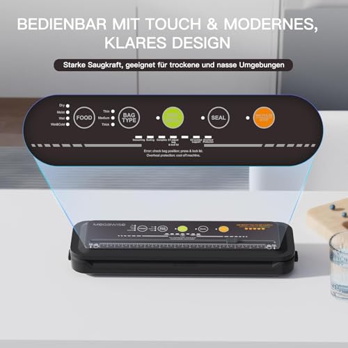 Image of MEGAWISE Model B 2025 Vacuum Sealer | Powerful & Compact | One-Touch Automatic Food Sealer for Cold, Wet, Moist, and Dry Foods | Compatible with Thick, Medium, and Thin Bags | OMNI MACHINE (Black)