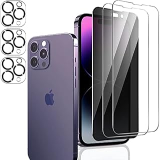 ULUQ Screen Protector Compatible with iPhone 14 Pro Max (6.7 inch),2 Pack Clear &1 Pack Privacy Screen Protector+3 Pack Camera Lens Protector with Alignment Frame,Multiple Defense,Bubble Free