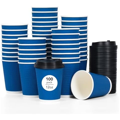 DAILYLIFE 100 Pack 12oz Disposable Coffee Cups with Lids| Takeout Paper Coffee Cups for Hot Chocolate, Hot Cocoa, Hot Lemonade and All Hot Drinks Cover