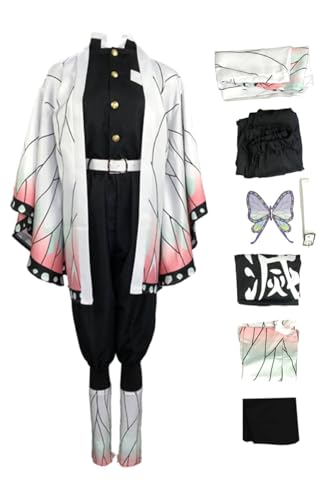 Daiendi Shinobu Kocho Cosplay Disfraz Shinobu Kimono Anime Demon Hashira Disfraz Set Halloween Carnaval M