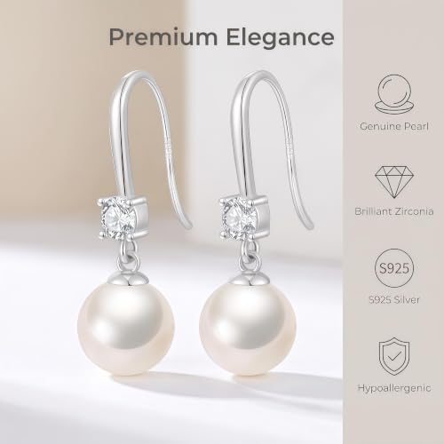 COYATE White Freshwater Pearl Drop Earrings with Premium Cubic Zirconia - image 4