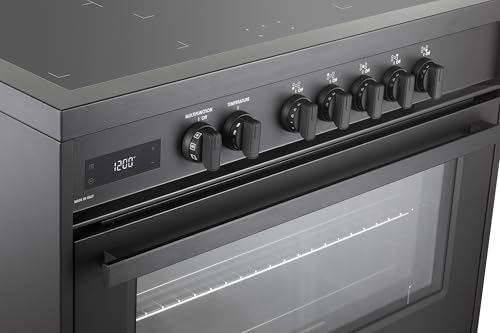Image of Verona VMFSIE365EE 36 inch Ultima Midnight Collection Freestanding Induction Range with 5 Induction Elements, 5.0 cu. ft. Oven Capacity, Touch Control Clock in Matte Black