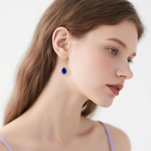 Teardrop Dangle Earrings 925 Sterling Silver Earrings Post Leverback Birthstone Earrings Holiday Birthday Jewelry Gifts for Women3