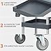 Commercial Janitorial Cleaning Cart on Wheels - Black Housekeeping Caddy with Cover, Shelves and Vinyl Bag