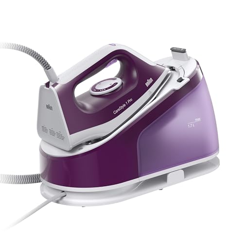 Braun CareStyle 1 Pro IS1514 VI - Plancha de vapor con tecnología FreeGlide 3D, vapor vertical, función antigoteo, depósito de agua de 1,7 L, 6 bar, 120 g/min, 2200 W, color morado