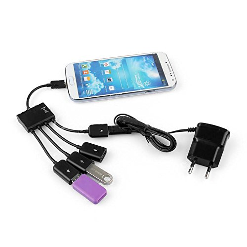Tenflyer 4 Puertos USB Hub Carga Micro OTG Cable Divisor Conector para Smartphone Tablet PC