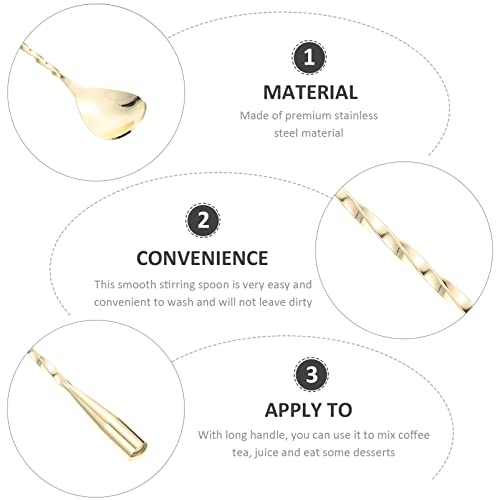 HEMOTON Metalen Opscheplepels Bar Cocktail Mixing Spoon Spiral Design Handgreep Roestvrijstalen Lepelbalkaccessoires Voor Roerende Gelaagdheid Blending Gold Ploated Roestvrijstalen Lepels - Image 7