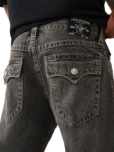 True Religion Men's Ricky SN Stitch Flap Applied TR Jeans 34" Inseam – Straight Leg Denim3