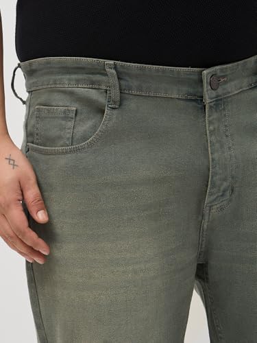 Image of Urbano Plus Men's Regular Fit Heavy Washed Denim Jeans Stretchable