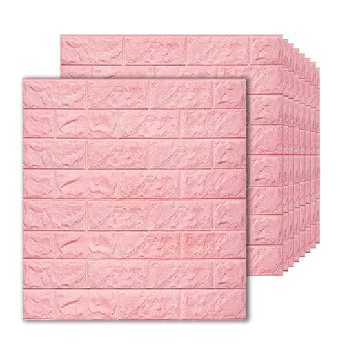 Image of KASHIVAL Self-Adhesive Waterproof PE Foam 3D Wall Panels Wallpaper Sticker for Bathroom, Living Room, Hotel and Home Decoration (70 x 70cm, Appx. 5.3Sq Feet) (JD Pink Brick)