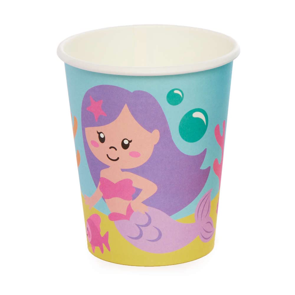 Baker Ross FC985 Magical Mermaid Party Cups - Pack of 10, Kids Party Cups, Paper Disposable Cups, Kids Birthday Tableware, Magical Mermaid Party Cups