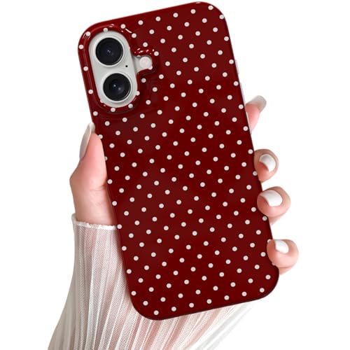 Coque iPhone 16 antichoc fine et résistante motif pois rouge