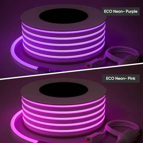 Shine Decor LED Rope Lights AC 120V, Connectable & Cuttable Dotless 120LEDs/M Eco Neon Strip Lighting, ETL IP65 Waterproof & Weather-Resistant for Home Commercial, 8x16mm, Pink, 82FT by Shine Decor - Used condition - Image 2