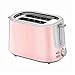 DHZYY Silny 2 plasterek toster, głębokie gniazda i regulowana kontrola browningu, wymienna taca korbowa dla łatwego czyszczenia, odszraniania i funkcji podgrzewania trwałe, różowy