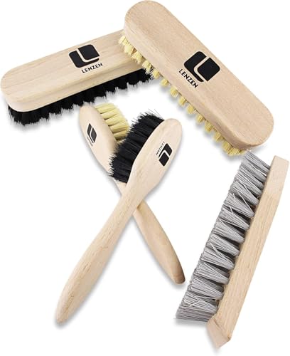 Lenzen - LENZEN Schuhputzset 5-Teilig - Hochwertiges Bürsten Set zur Schuhpflege - Inkl. 2 Polierbürste, 2 Tiegelbürste & Reinigungsbürste - Schuhbürste für Glattleder, Wildleder (Schuhputzset - 5-teilig)