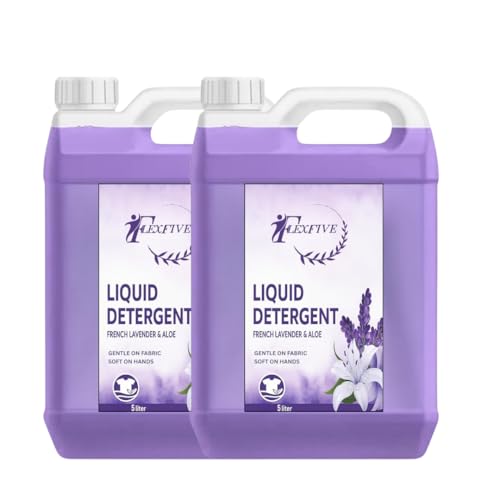 Flexfive Matic Detergent Liquid – French Lavender & Aloe, 5L | Pack of 2 | Gentle on Fabric | Long-Lasting Freshness | Tough on Stains | Suitable for Machine & Hand Wash | Refreshing Fragrance