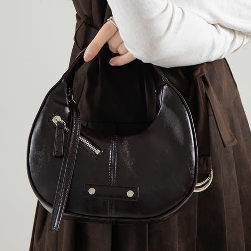 Sac pour femmes en cuir Hobos chic et sac à main fourre-tout pratique avec fermeture éclair