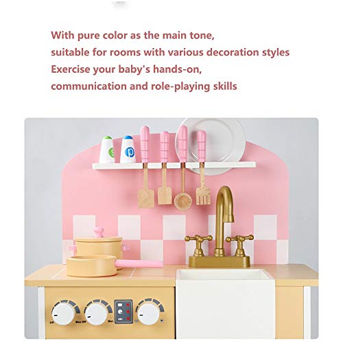 Oupai Häuser für Modepuppen Spielküche aus Holz Spielzeug Graceful Kinderspielküche mit Herd, Backofen, Spülbecken und… – Bild 3