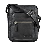 STILORD "Rayo Bolso Hombre Piel Pequeño Bolso Bandolera Cuero Genuina Bolsa Mano Mensajero Vintage mariconera Cruzado para Viaje Ocio Trabajo Color:negro