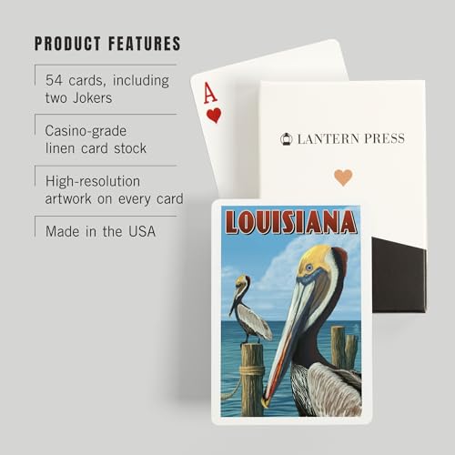 Lantern Press Louisiana, Brown Pelicans, 52 naipes póker miniatura 3