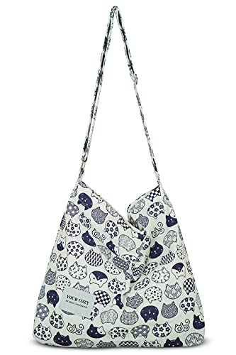 Image of Hobo Crossbody Bag for Women - Large Cotton Tote Shoulder Purse | Adjustable Strap
