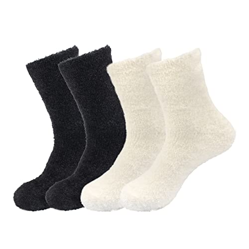 Image of BambooMN Women's Super Soft and Cozy Feather Light Fuzzy Socks - Multiple Color Options - Two Sizes - Value Packs