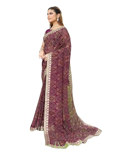 Image of Yashika Women's Georgette Saree with Lace |Solid Digital Printed Patola Saree for Women