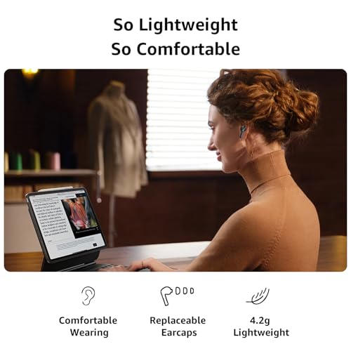 Image of H60 Bluetooth 5.3 Wireless In-Ear Headphones with 6 ENC Microphones, HiFi Stereo Deep Bass, Noise Reduction, 50 Hours Playtime, IPX8 Waterproof, Black